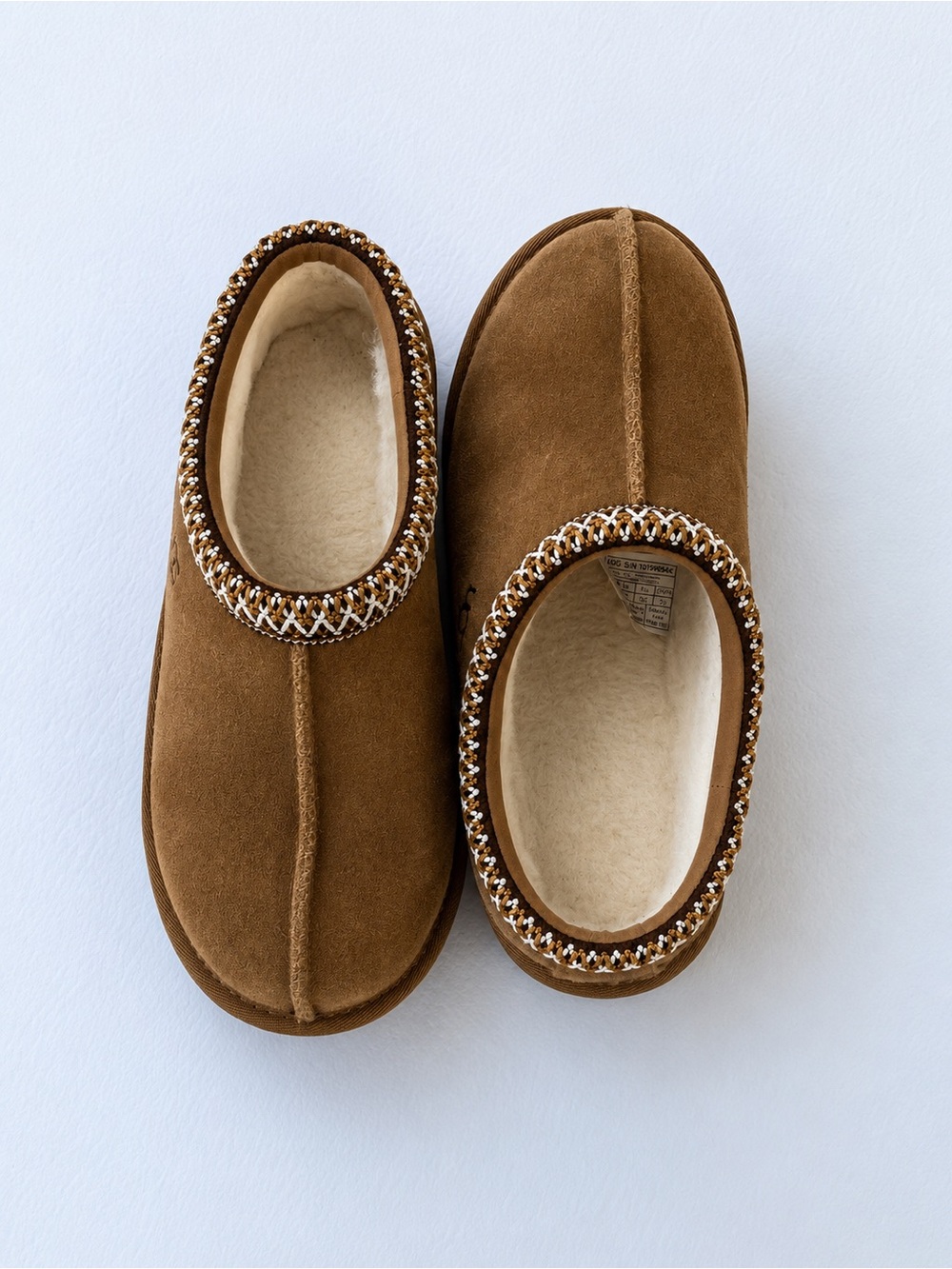 UGG Kids Chestnut Suede Slip-On Slippers with Braided Trim
